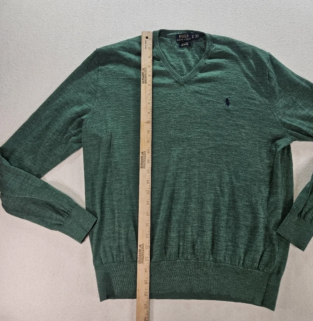 Polo Ralph Lauren Merino Wool Sweater XL Green V Neck